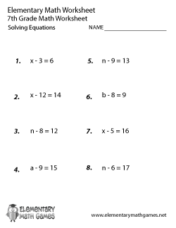 Solving Equations Worksheets 7th Grade Math