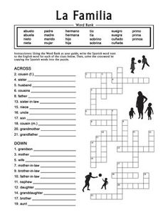 Spanish Family Crossword Puzzle Image