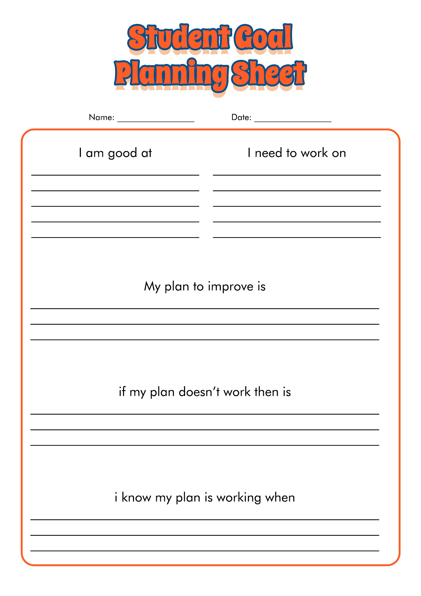 Student Goal Planning Sheet Image