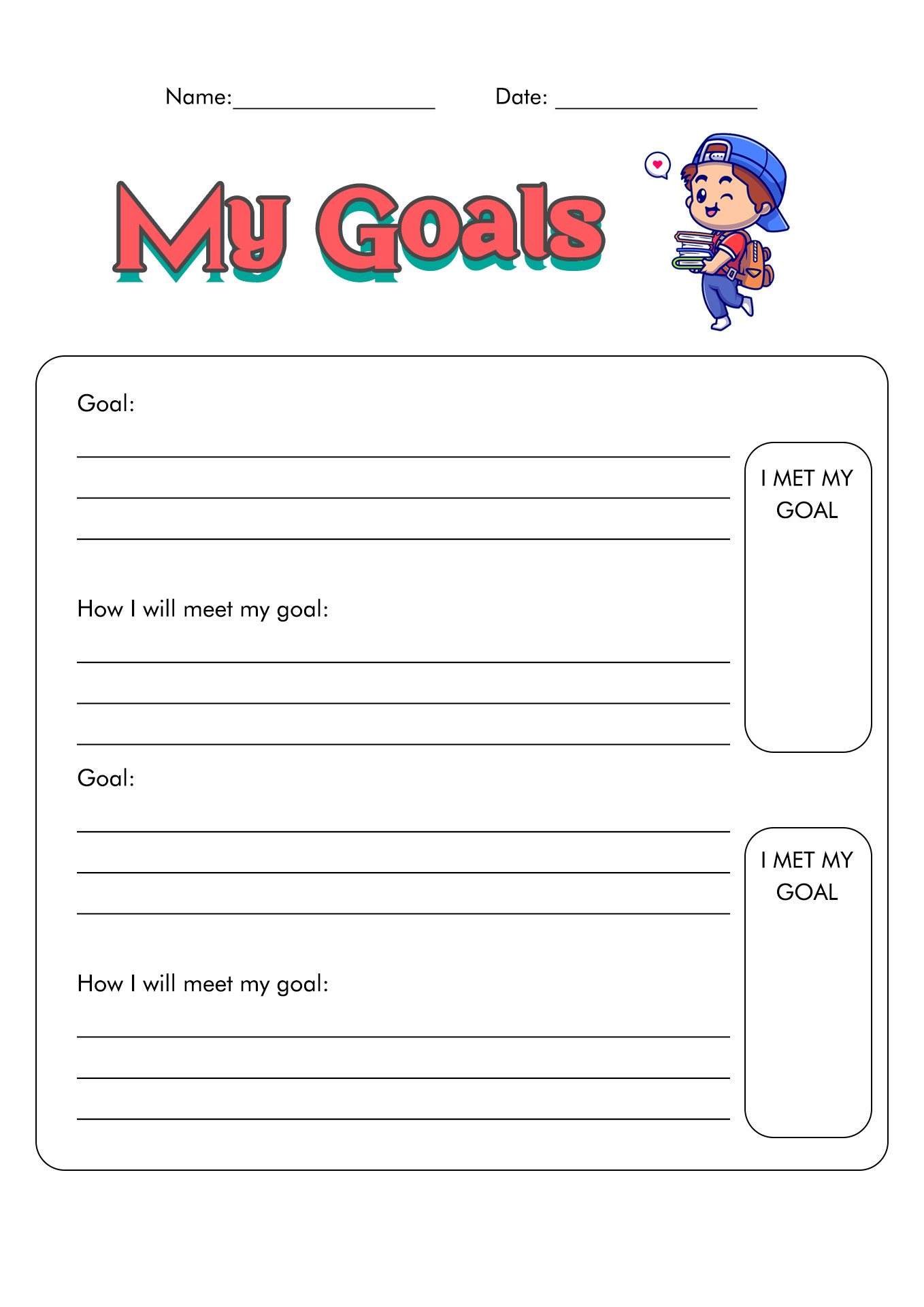 Student Goal Setting Template Image