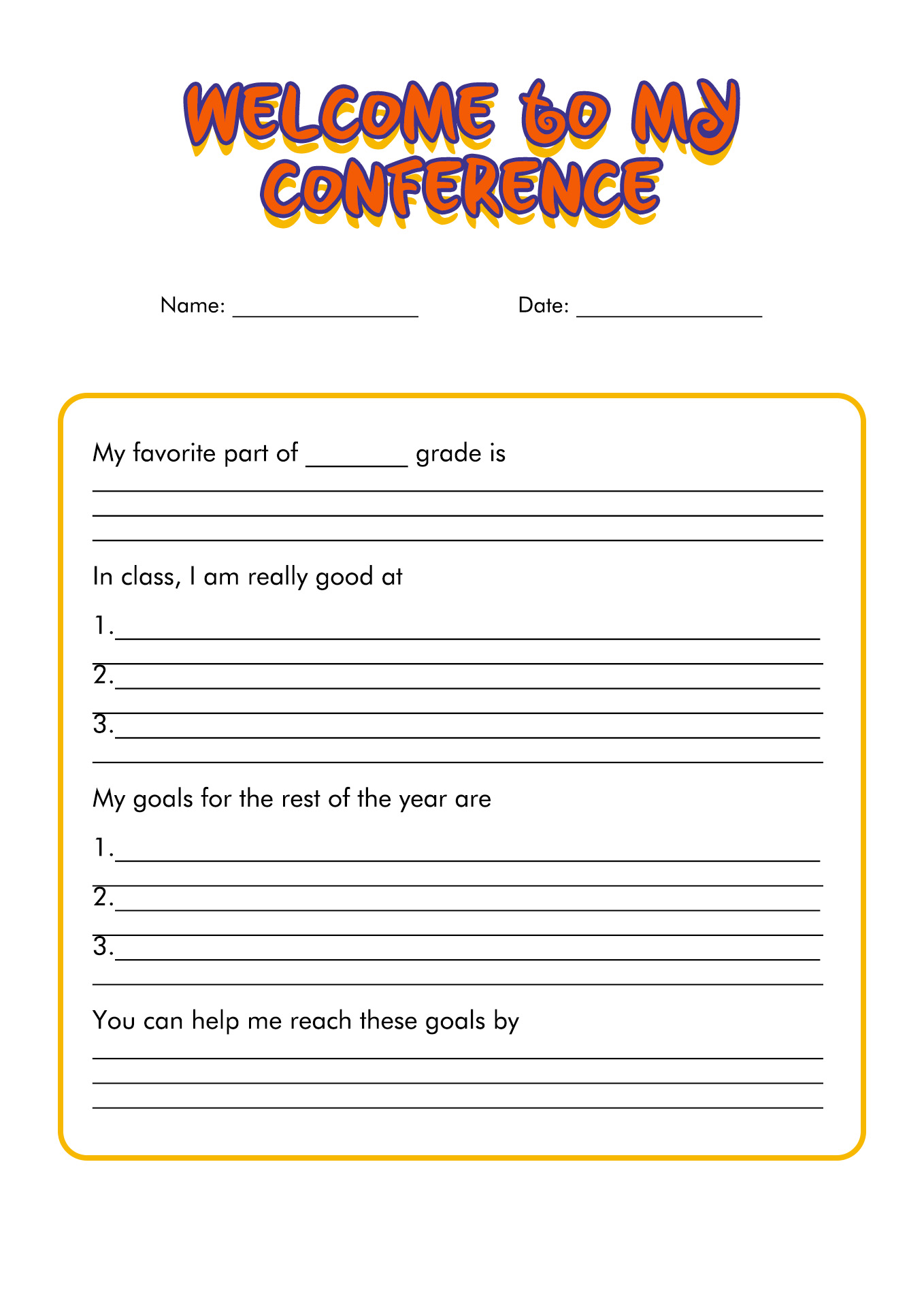 Student-Led Conferences Templates