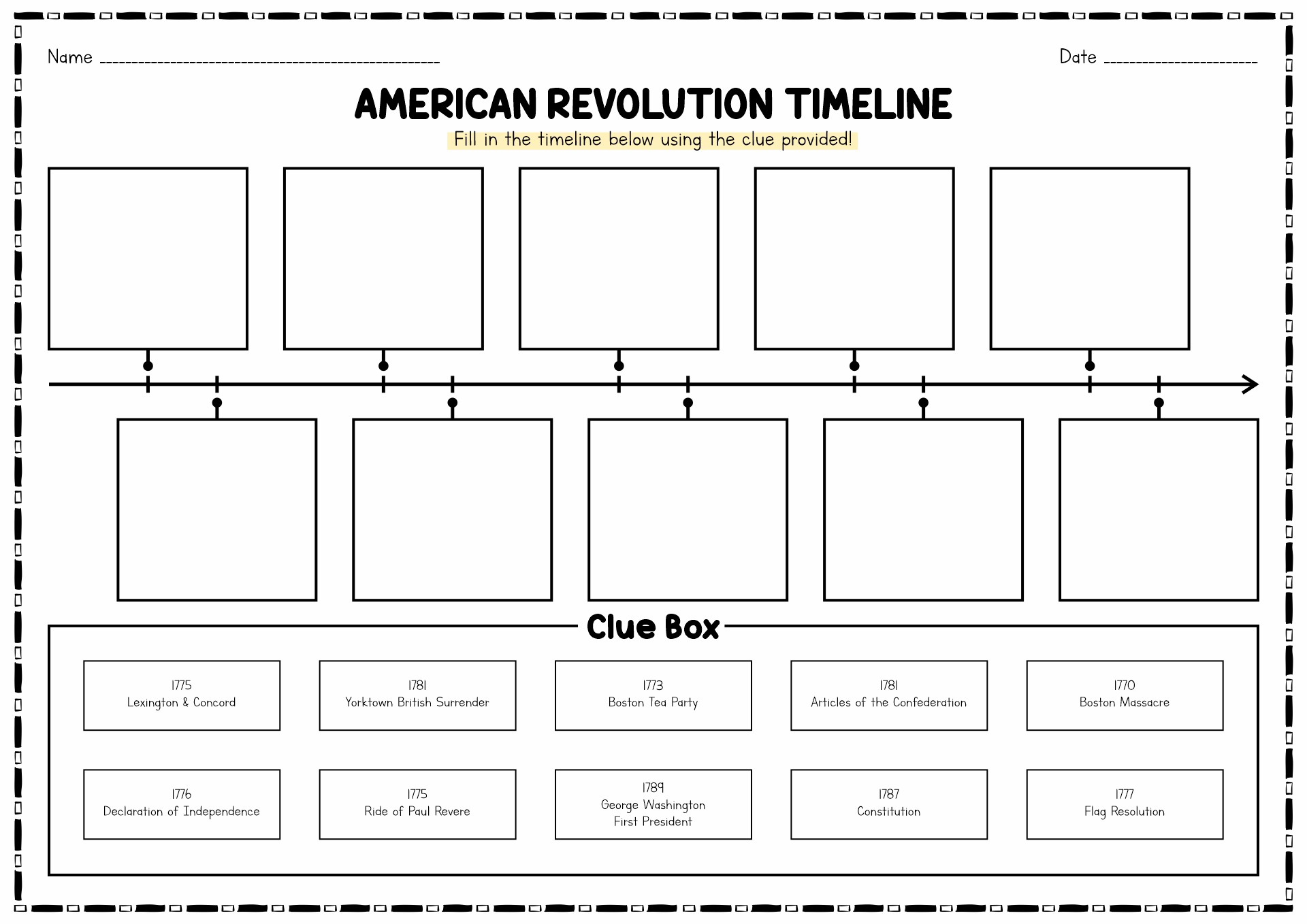 Us History Timeline Worksheet Image