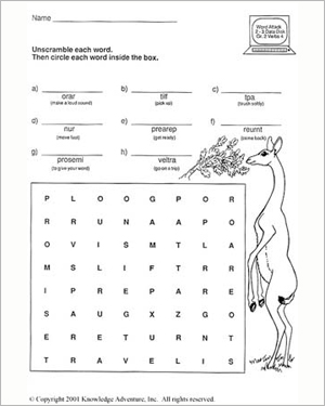 Word Scramble Printable Worksheets