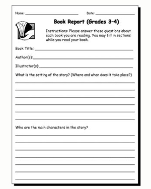 3rd Grade Book Report Worksheet