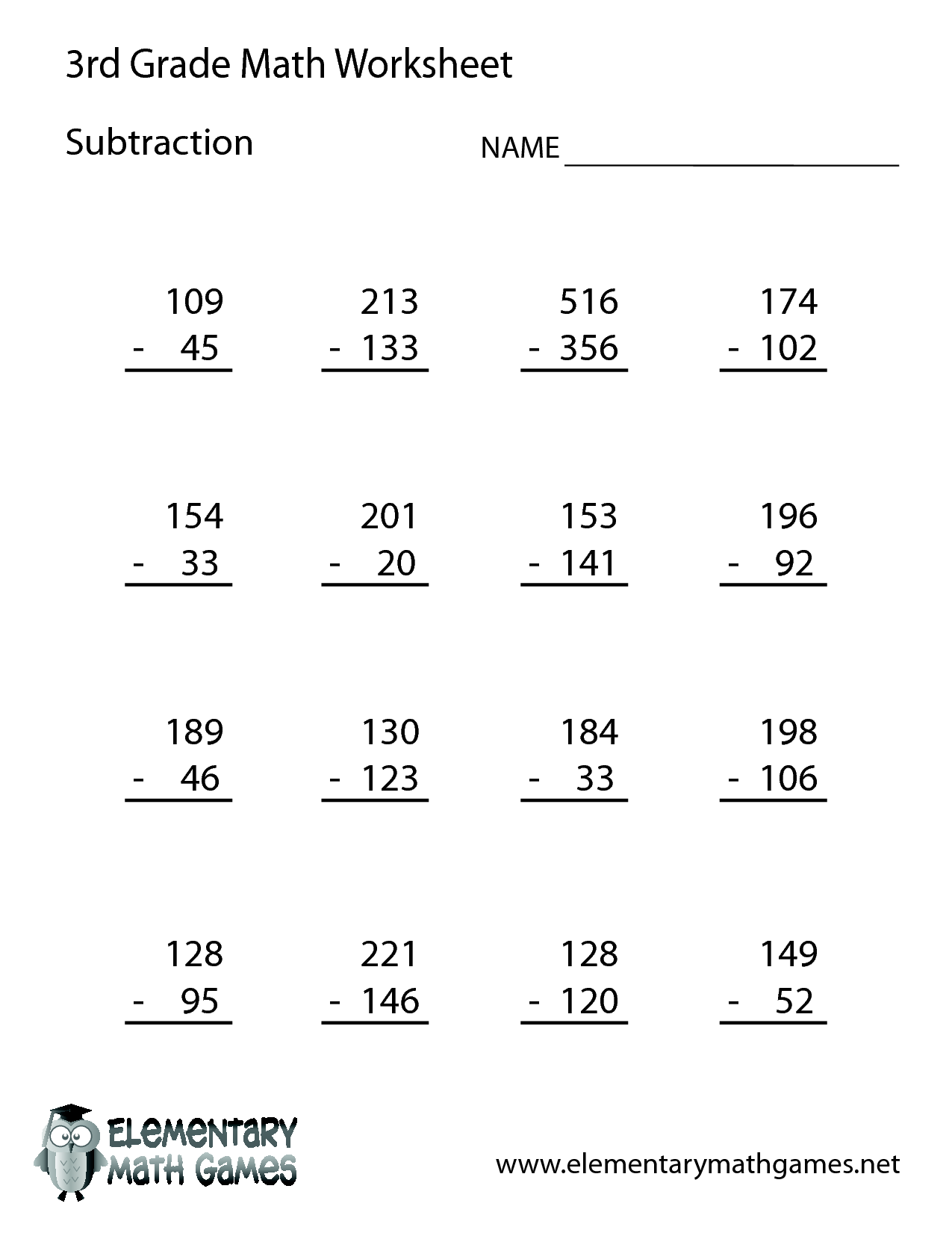 3rd Grade Math Worksheets Printable