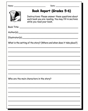 5th Grade Book Report Worksheet Printable Image