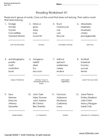 5th Grade Printable Reading Worksheets