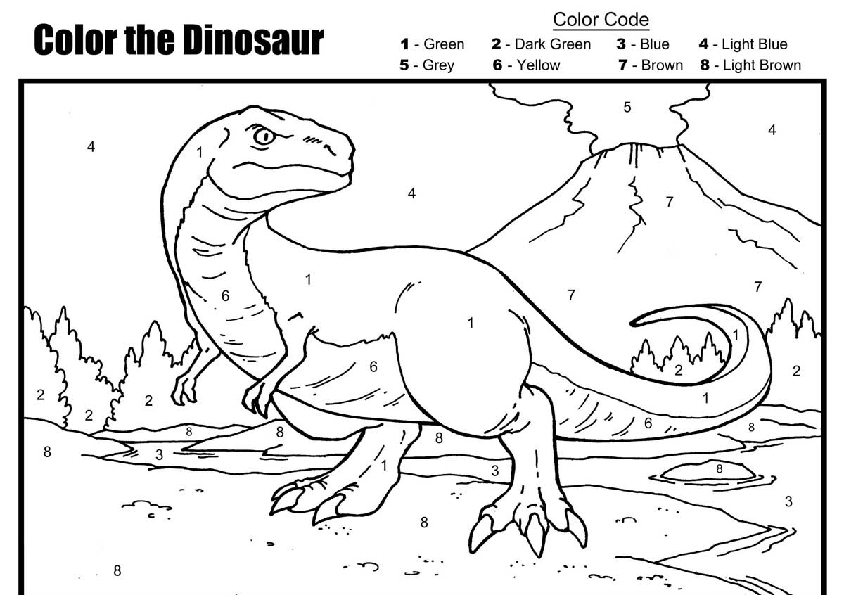 Color by Number Dinosaurs Image
