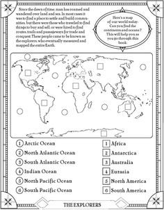 Continents and Oceans Activities Image