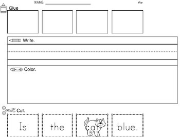 Cut and Paste Sight Word Worksheets Image