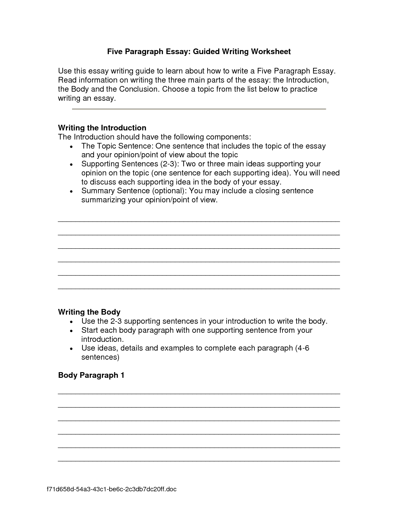 essay exercise form 1