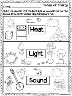 Forms of Energy Worksheets 2nd Grade
