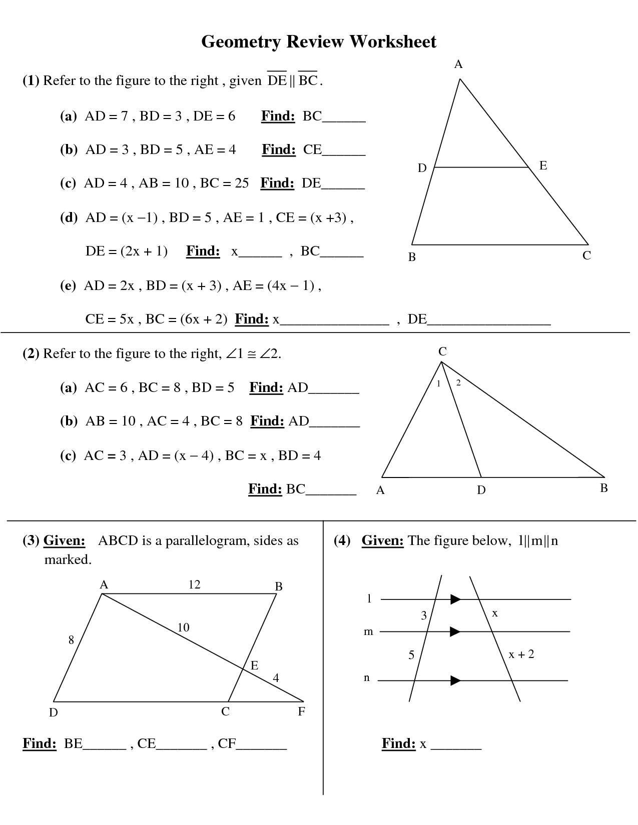 High School Geometry Worksheets Image