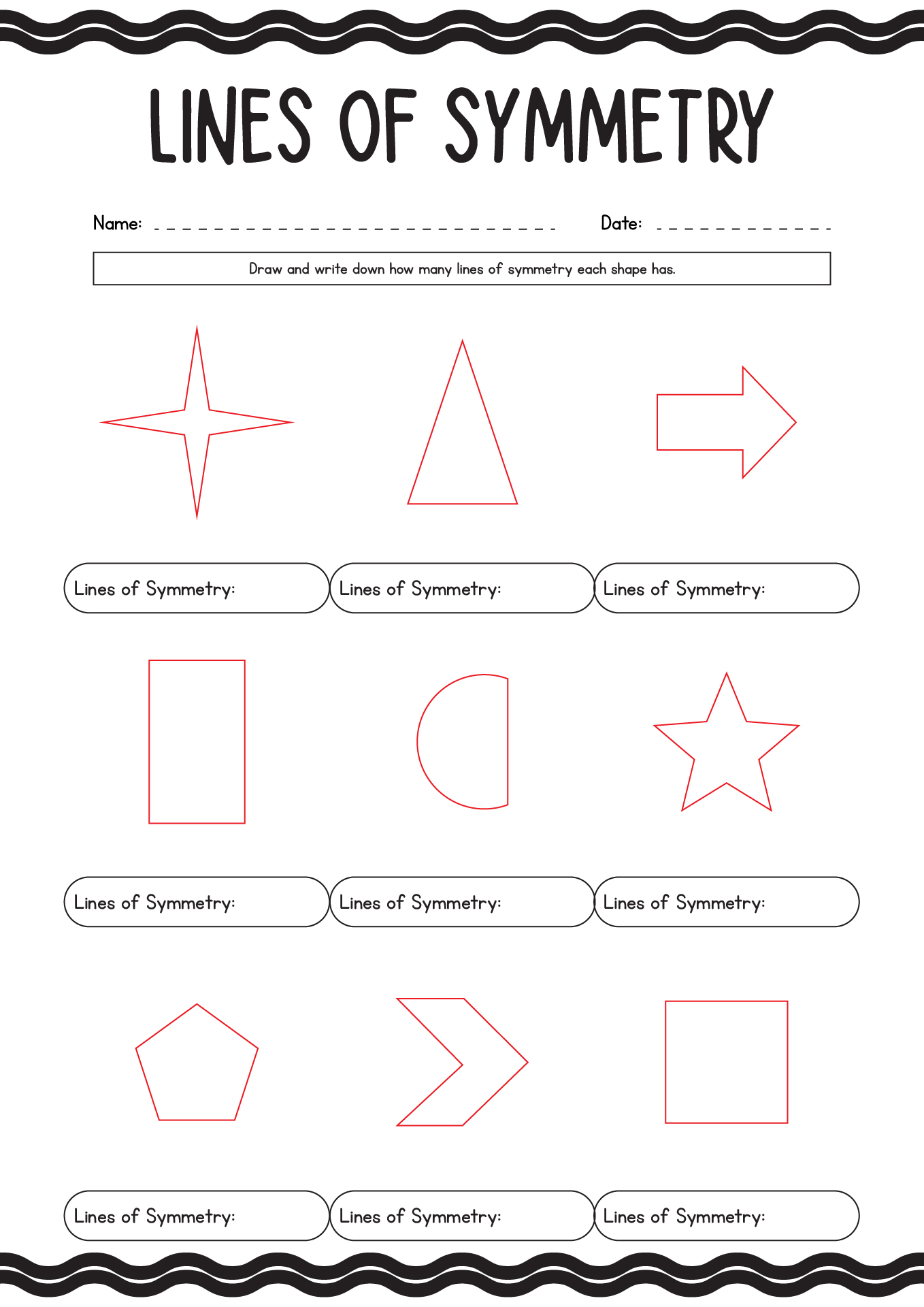 Line Drawing Symmetry Worksheets