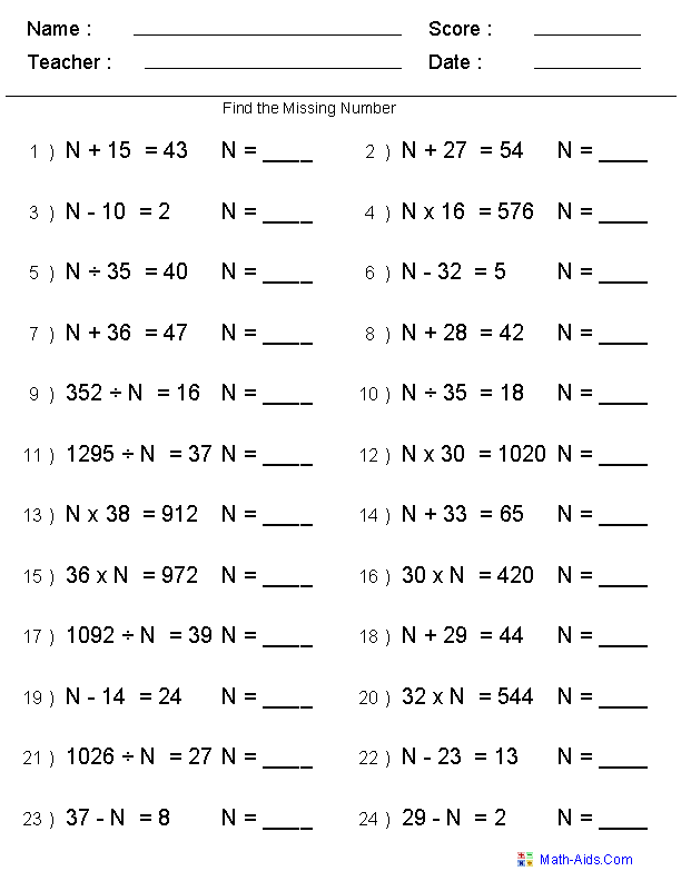 Solving For X Negative Numbers Multiplication And Division Worksheets