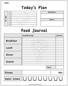 Printable Daily Food and Exercise Journal Image