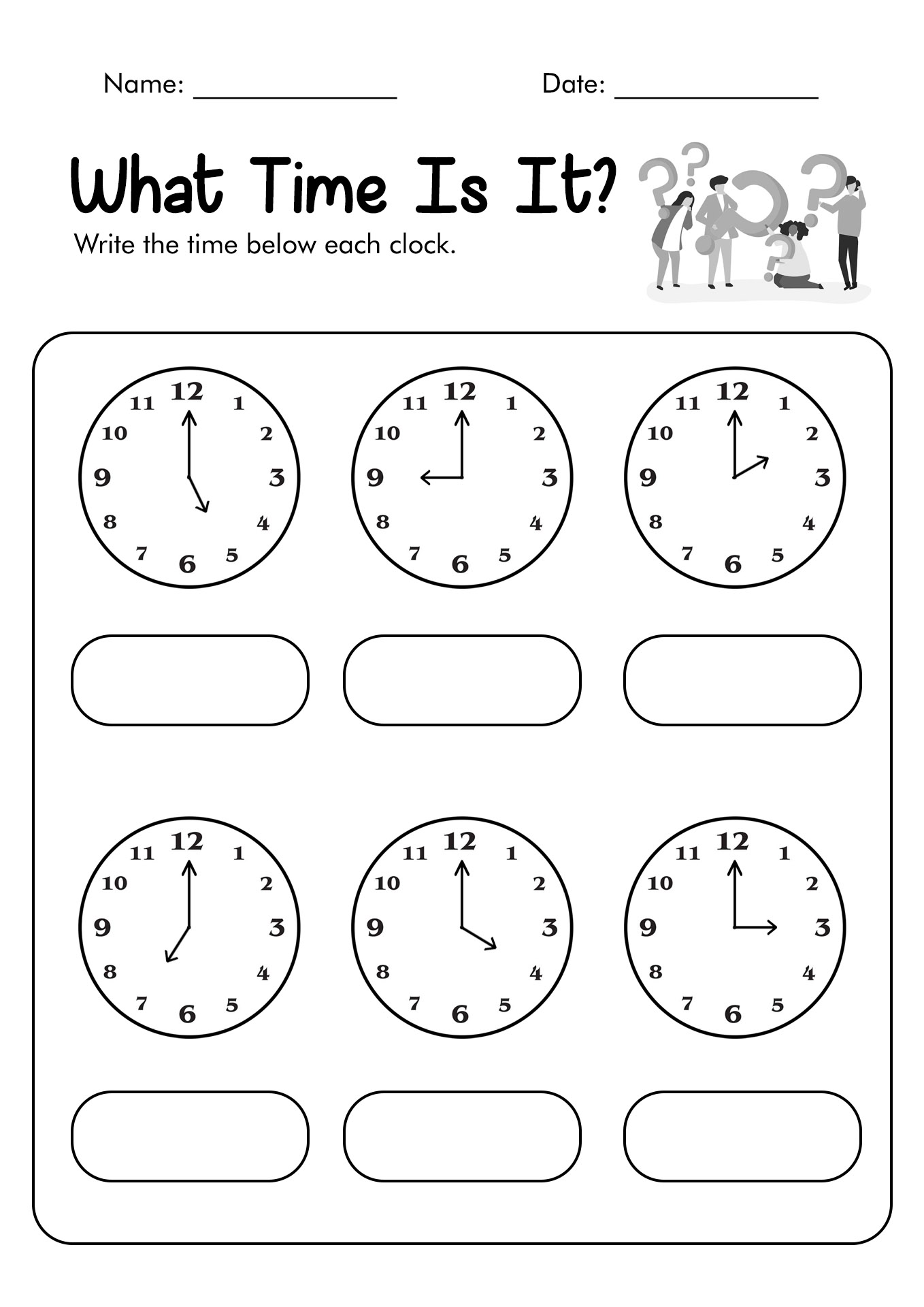 Printable Telling Time Worksheets for Kids