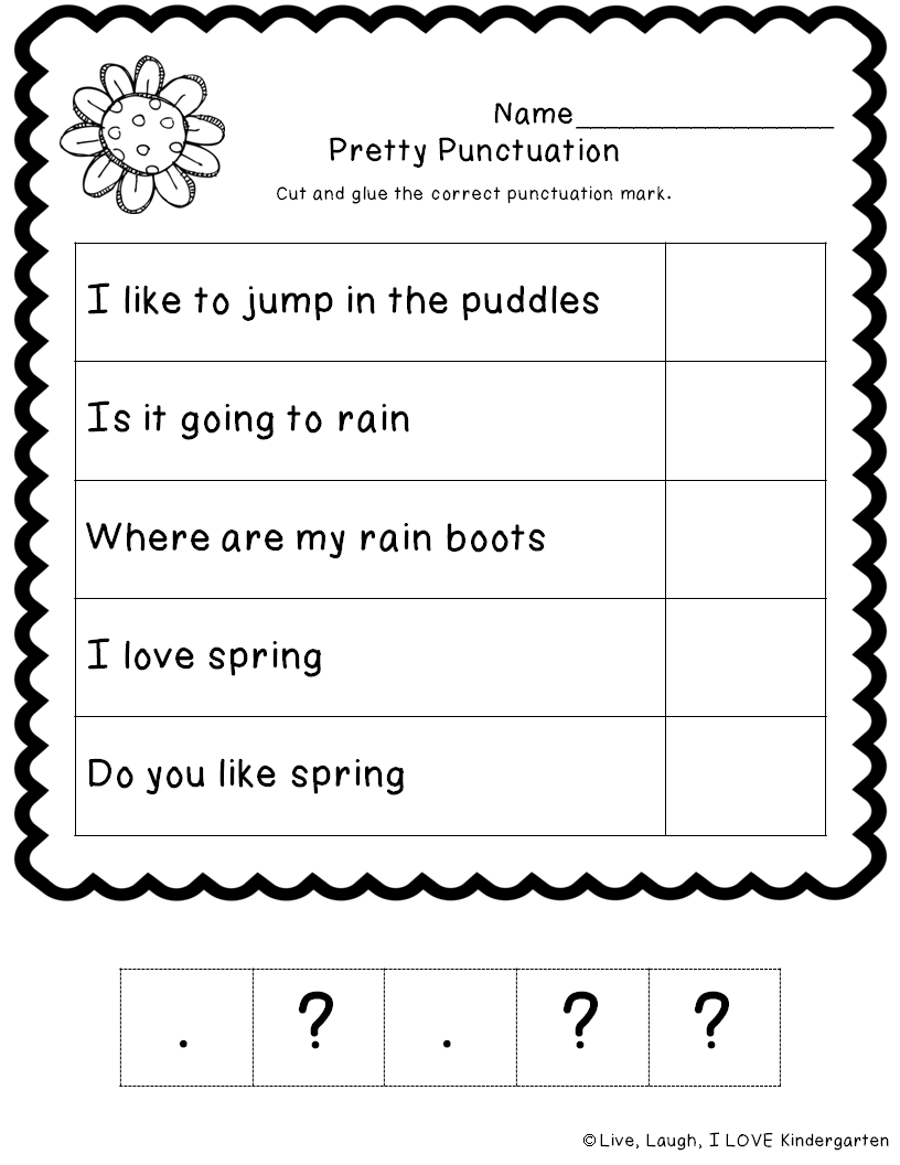 Sentence Punctuation Worksheets Kindergarten