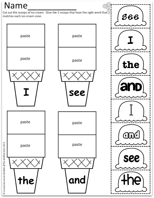 Sight Worksheets Cut and Paste
