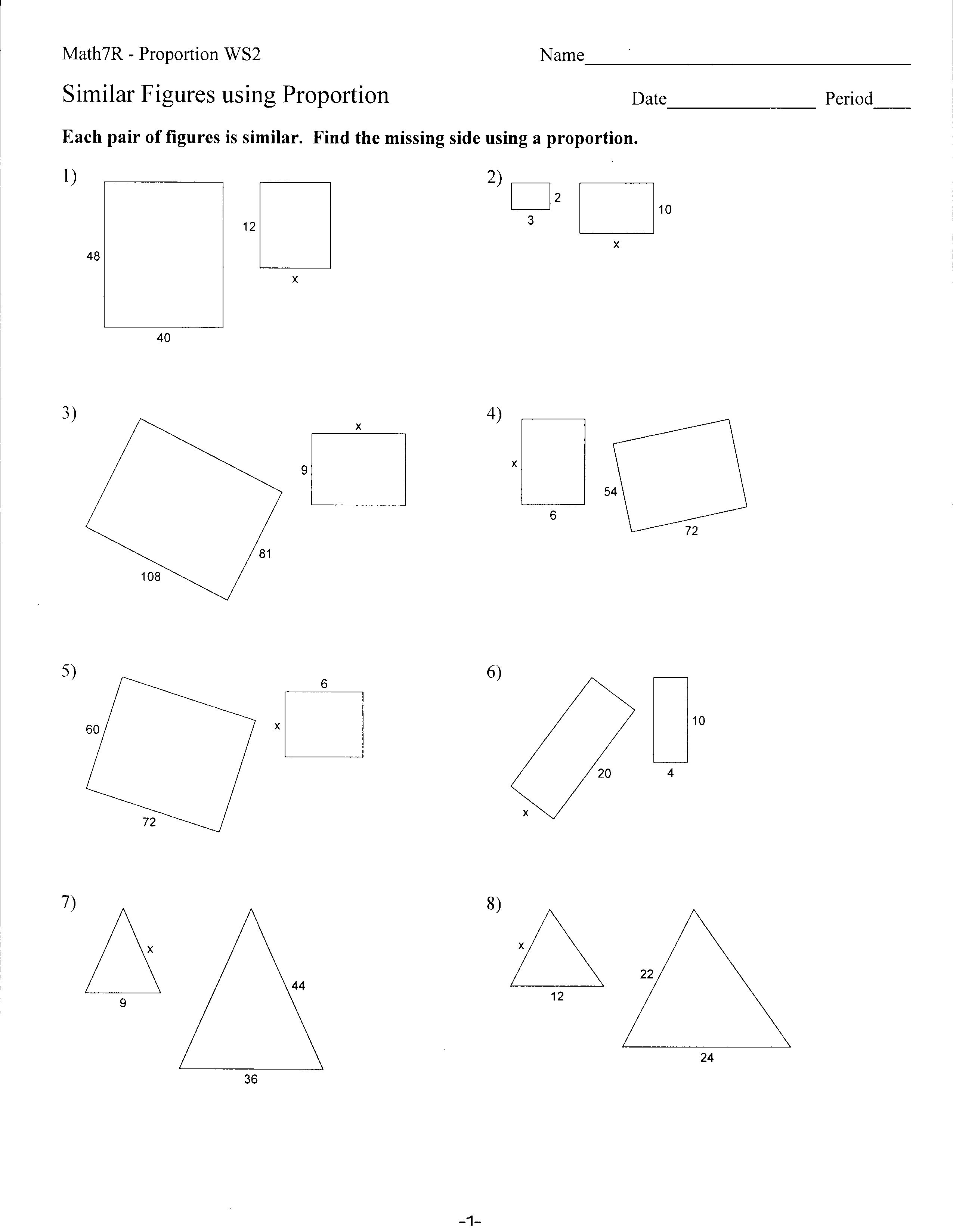 math 7 problem solving with similar figures