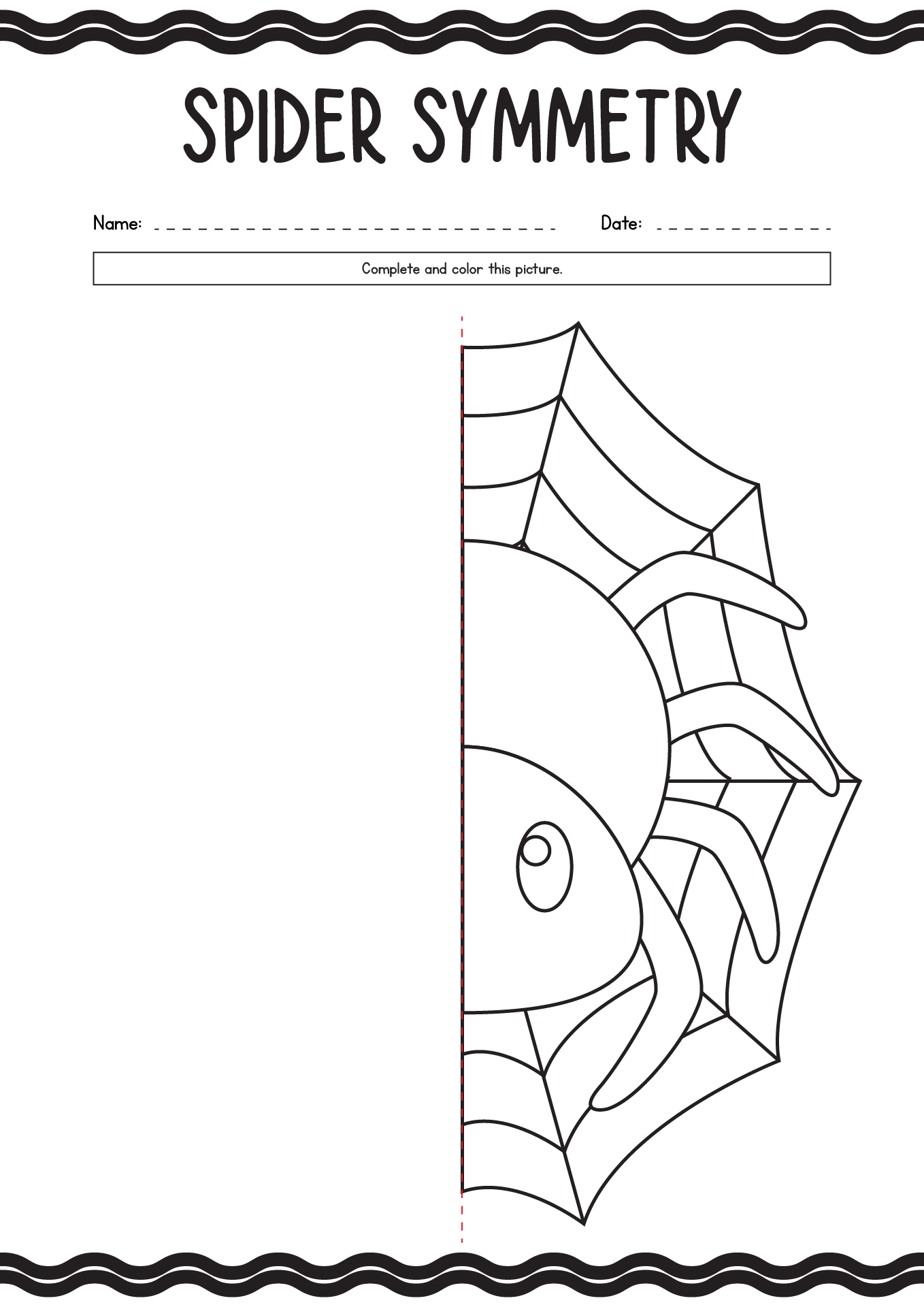 Spider Symmetry Coloring Page