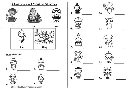 Subject Pronouns Worksheet Printable Image