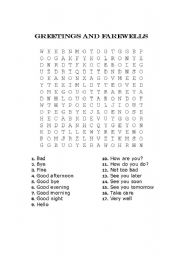 Word Search Spanish Greetings and Farewells Image