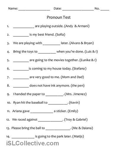 2nd Grade Pronoun Worksheet Image