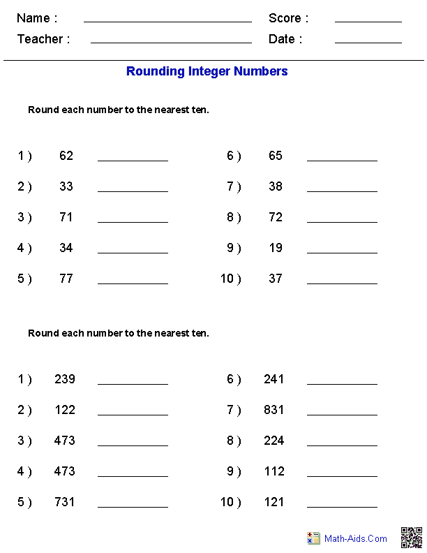 6th Grade Math Worksheets Rounding Image