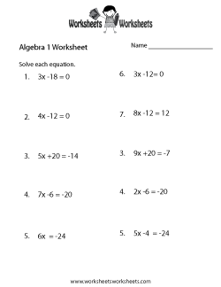 Algebra 1 Practice Worksheets Image