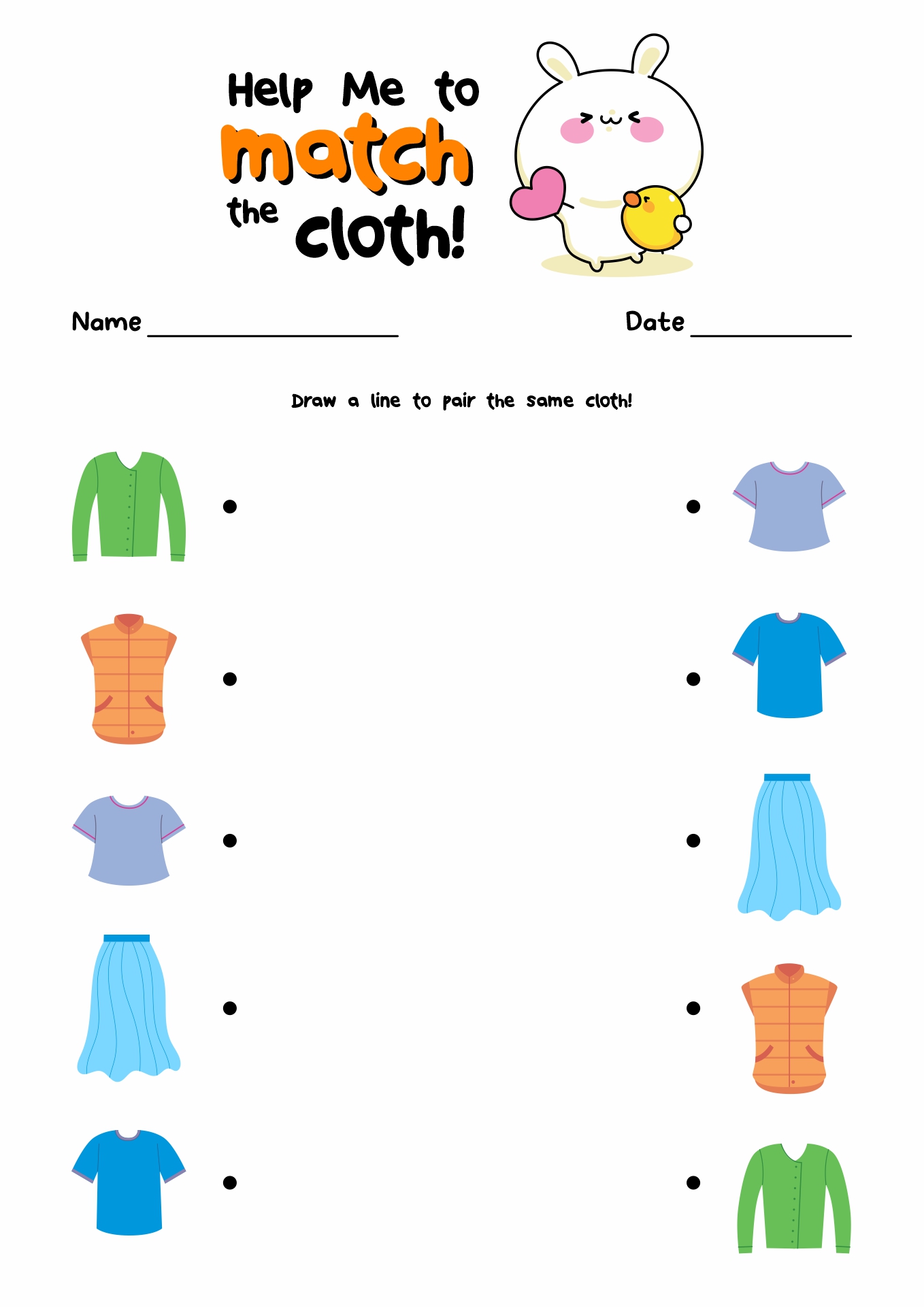 Clothes Matching Worksheets Image