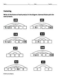 Factor Rainbow Math Worksheets