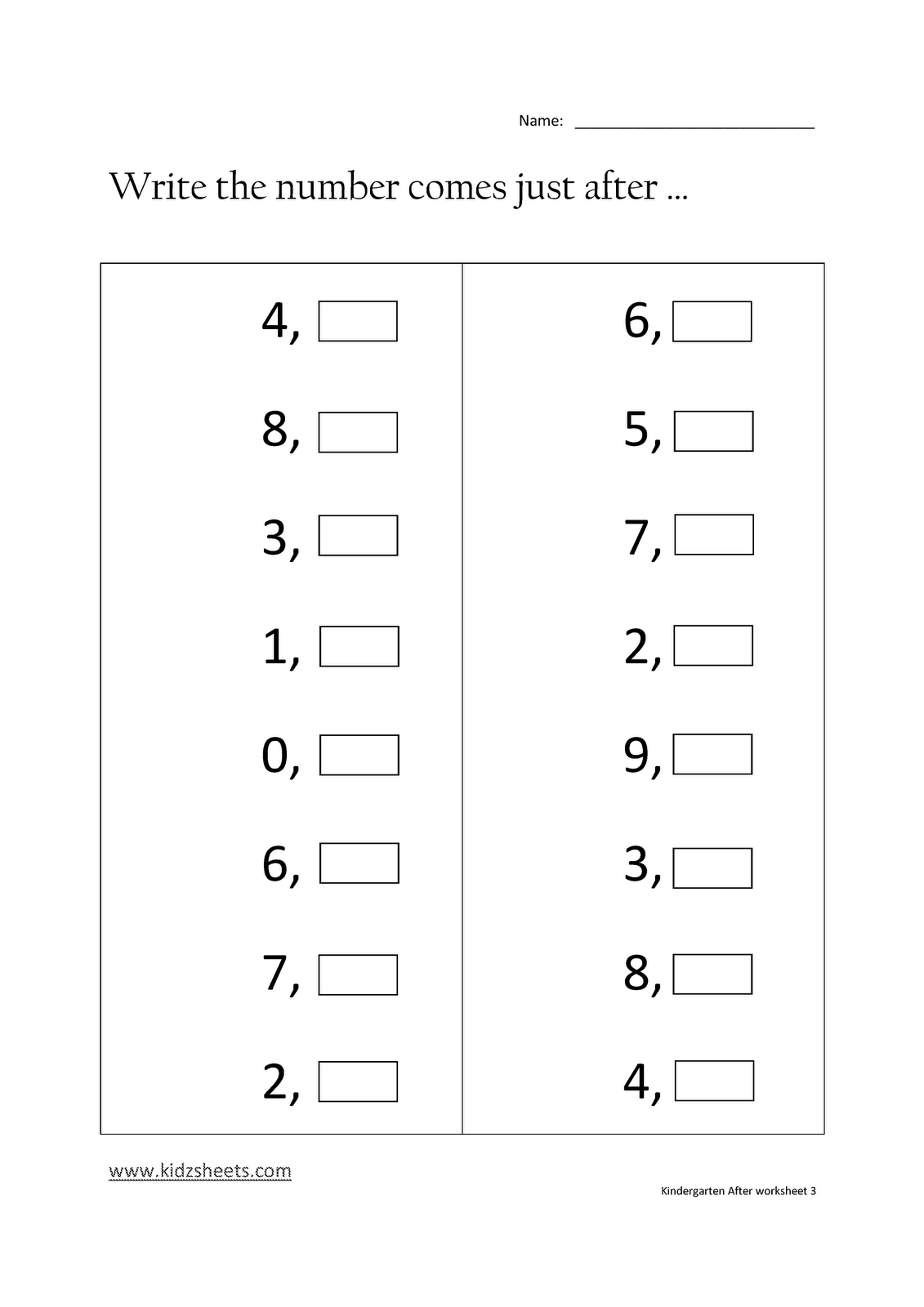 Kindergarten Number Worksheets Image