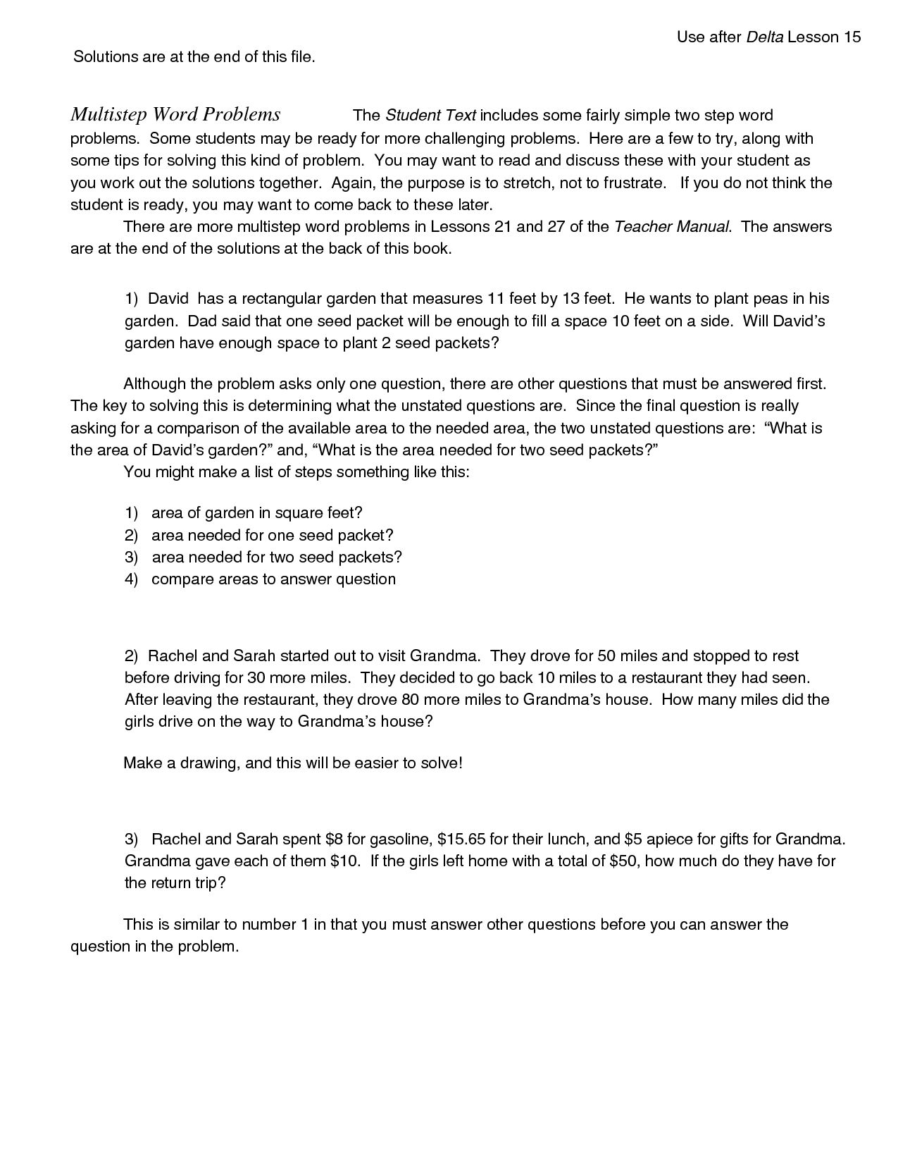 Math Worksheets Decimal Word Problems