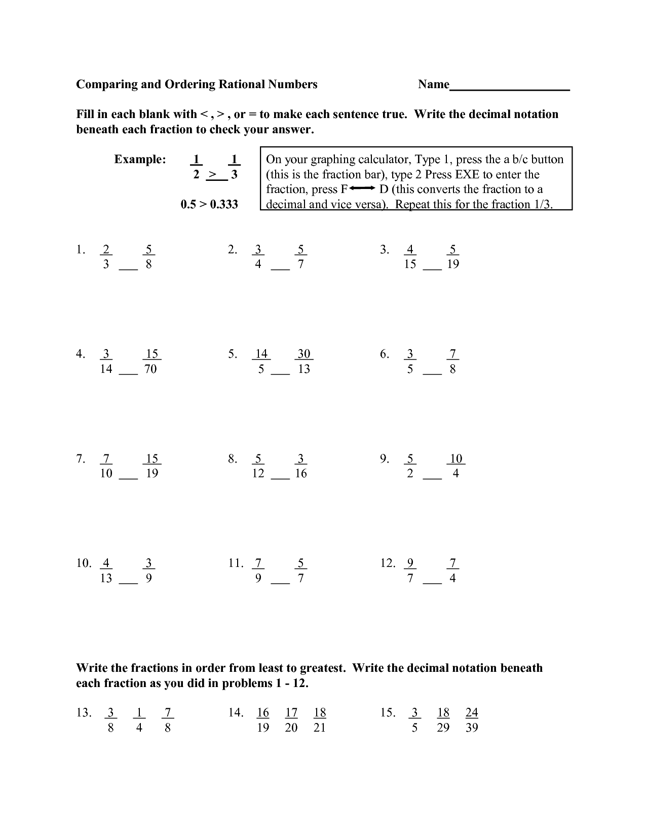 Adding Rational Numbers Worksheet With Answers