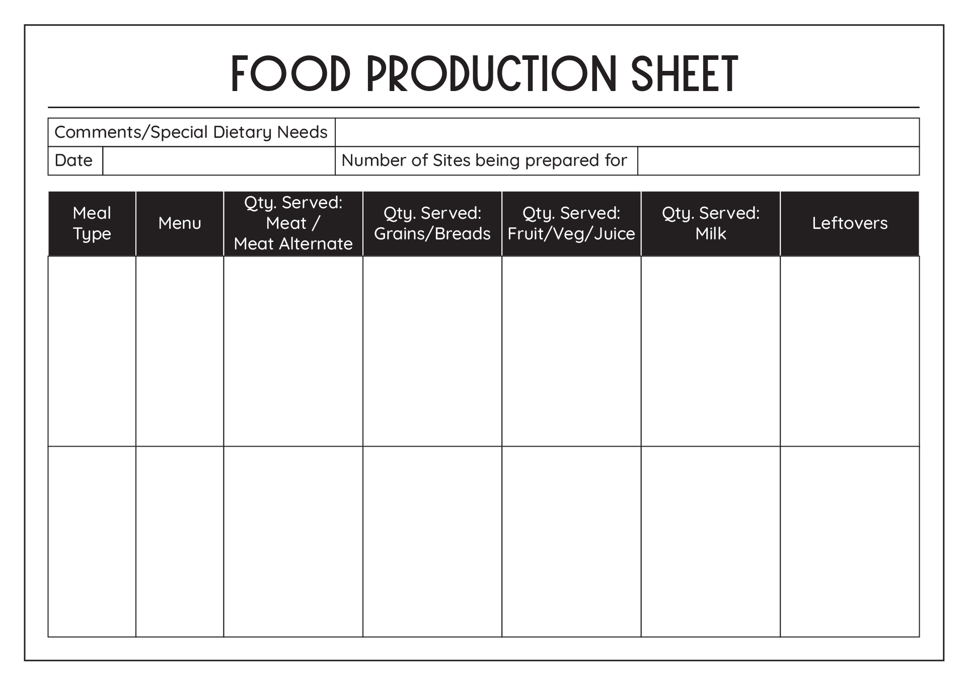 12 Food Production Worksheet Template Free PDF At Worksheeto