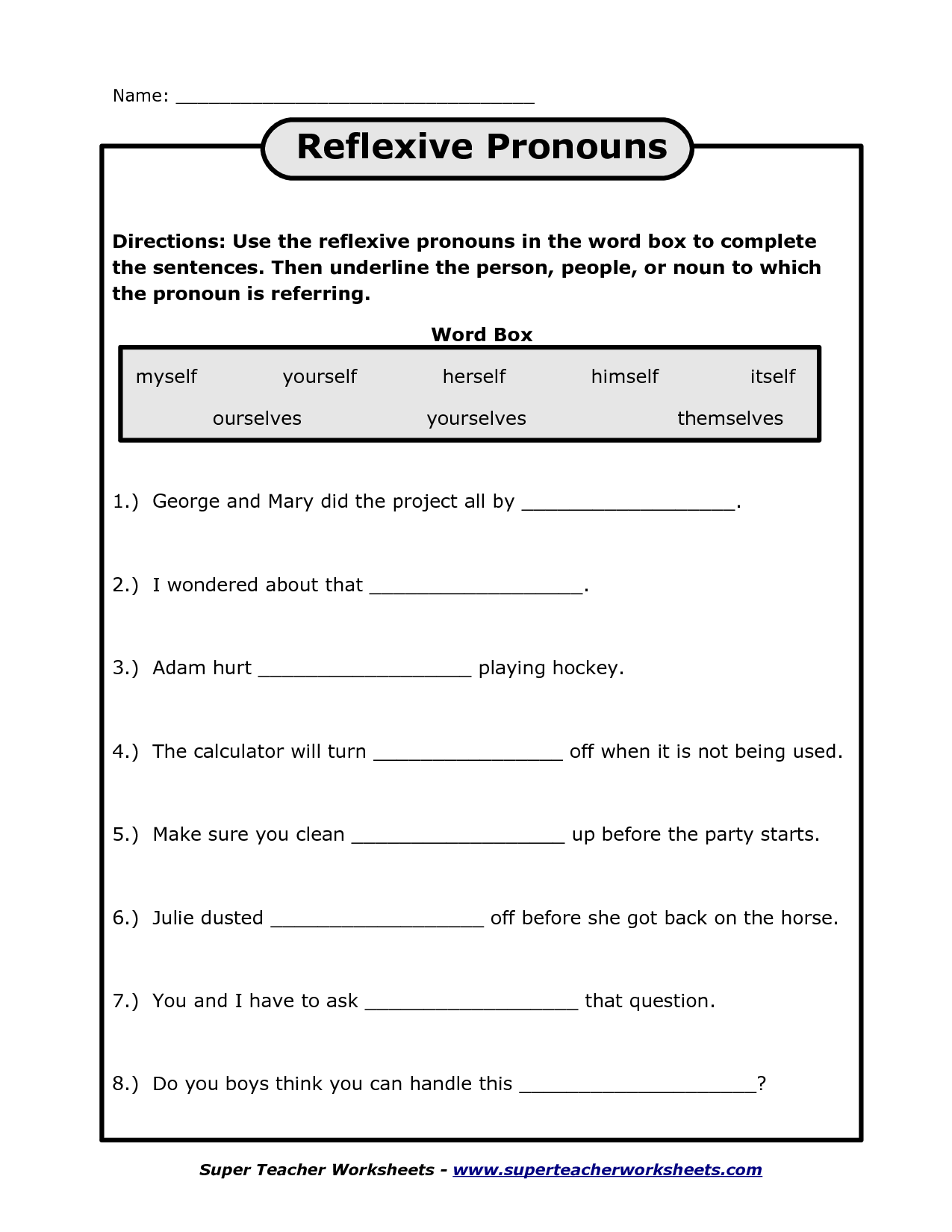 Indefinite Pronouns Worksheet Middle School