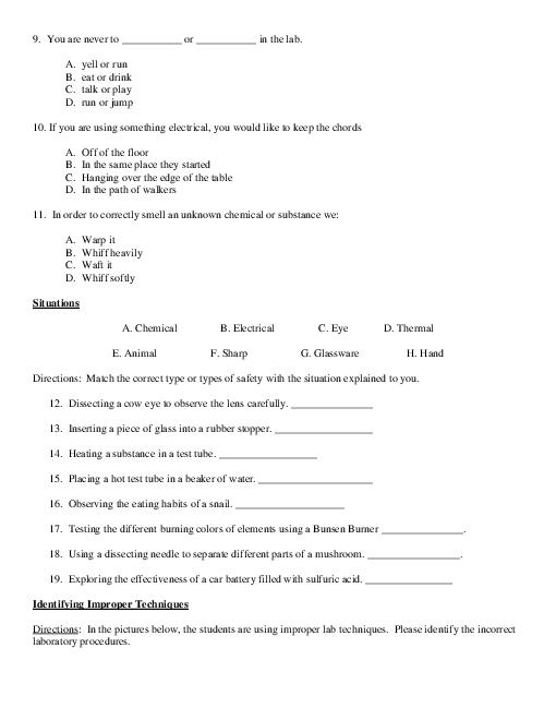 Science Lab Safety Worksheets High School Image