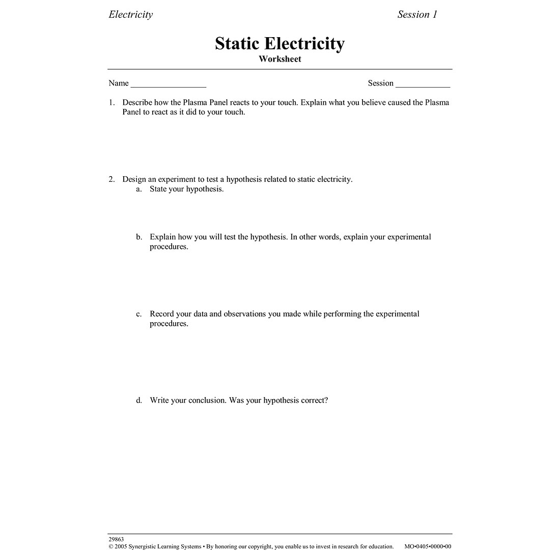 Static Electricity Worksheets Image