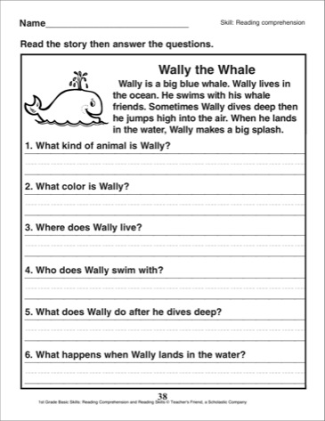 1st Grade Reading Comprehension Worksheets Printables