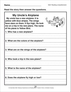 1st Grade Reading Comprehension Worksheets Printables