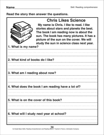 1st Grade Reading Comprehension Worksheets