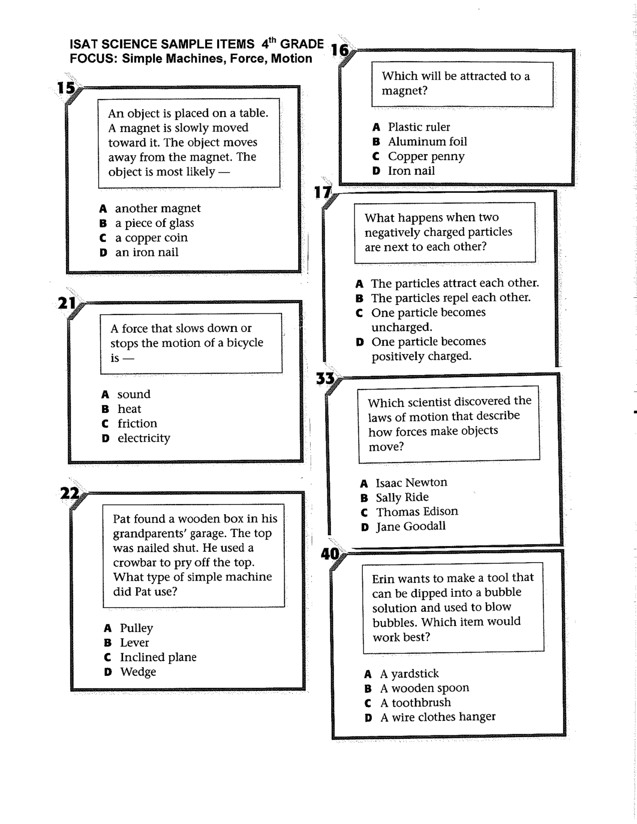 4th Grade Science Worksheets Simple Machines Image