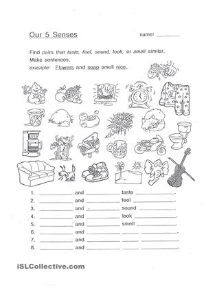 5 Senses Cut and Paste Worksheet Image