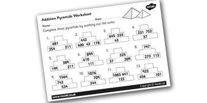 Addition Pyramid Worksheet Image