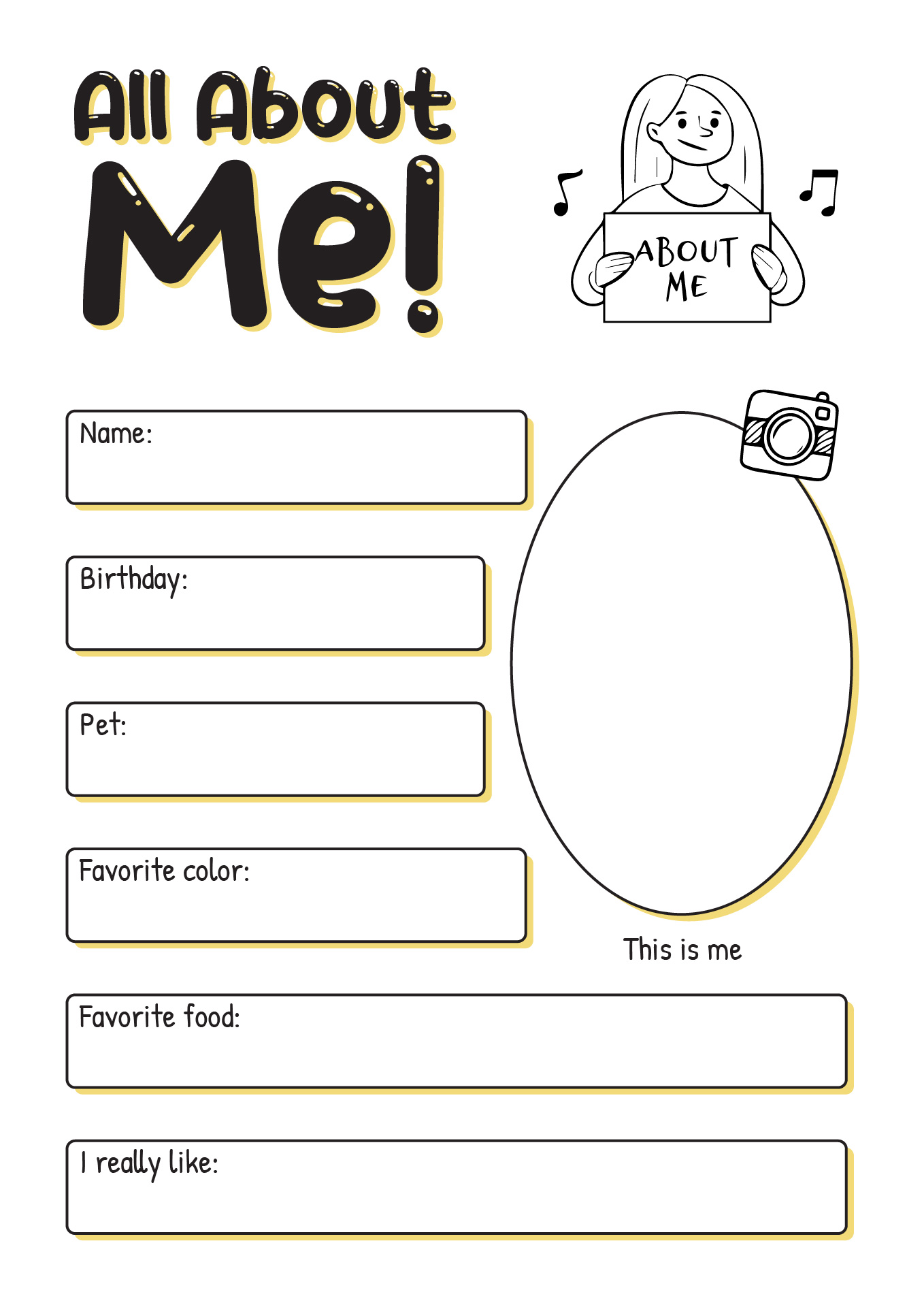 All About Me Activity Worksheets