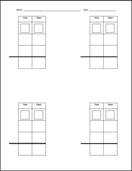 Blank Double-Digit Addition with Regrouping Template Image