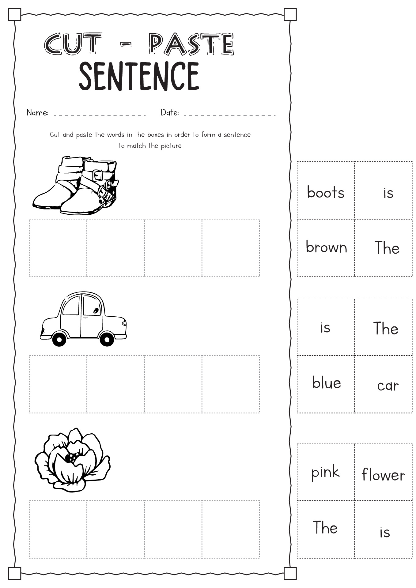 Cut and Paste Sentences Kindergarten Image
