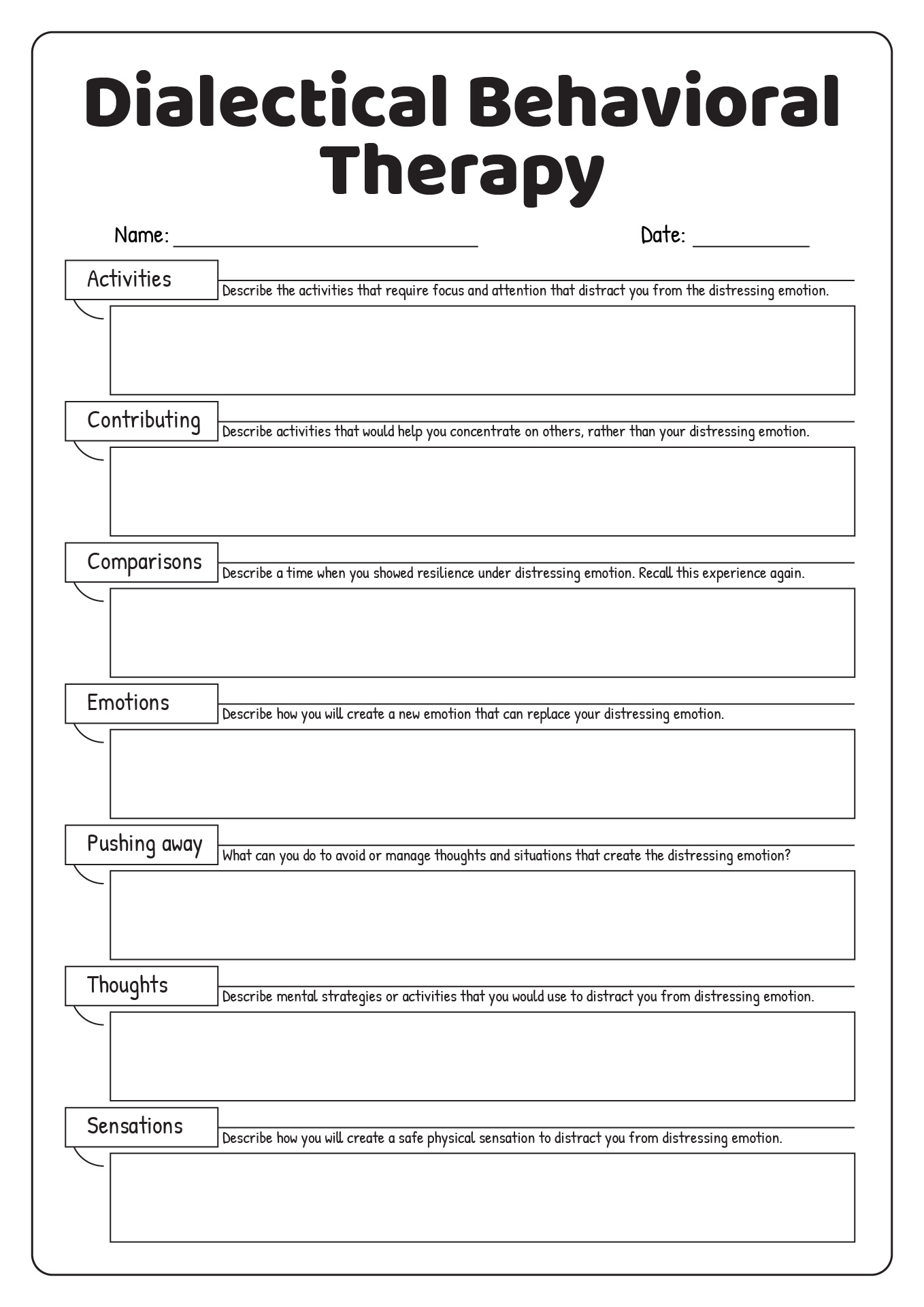 Dialectical Behavioral Therapy Worksheets