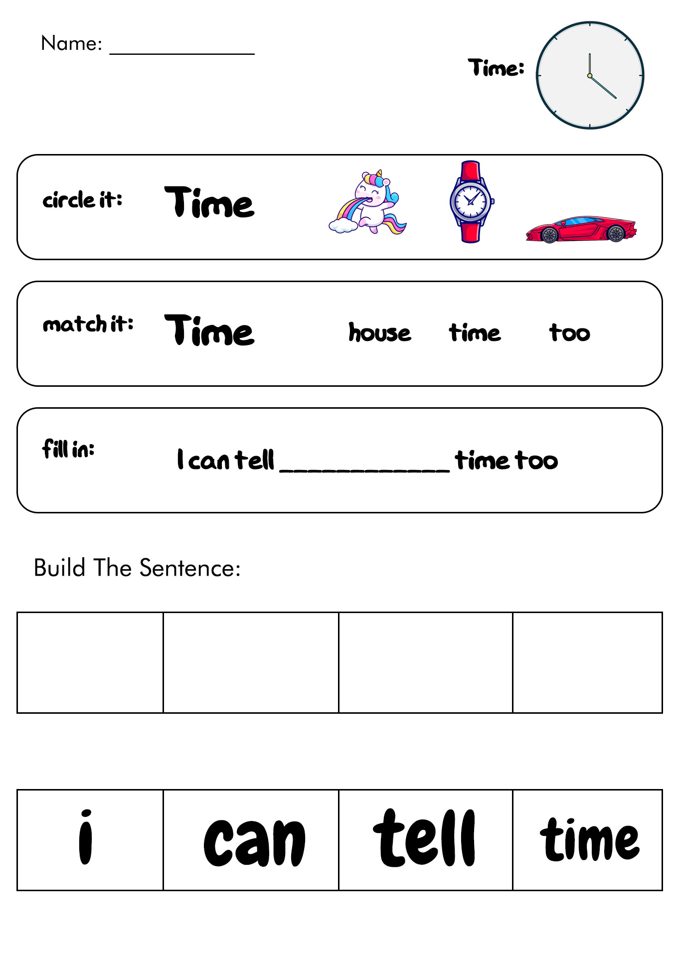 Edmark Reading Program Worksheets